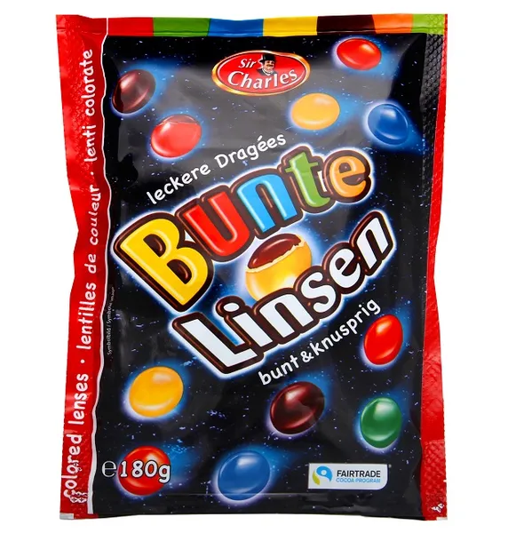 Šokolādes dražejas krāsainā glazūrā SIR CHARLES, 180g