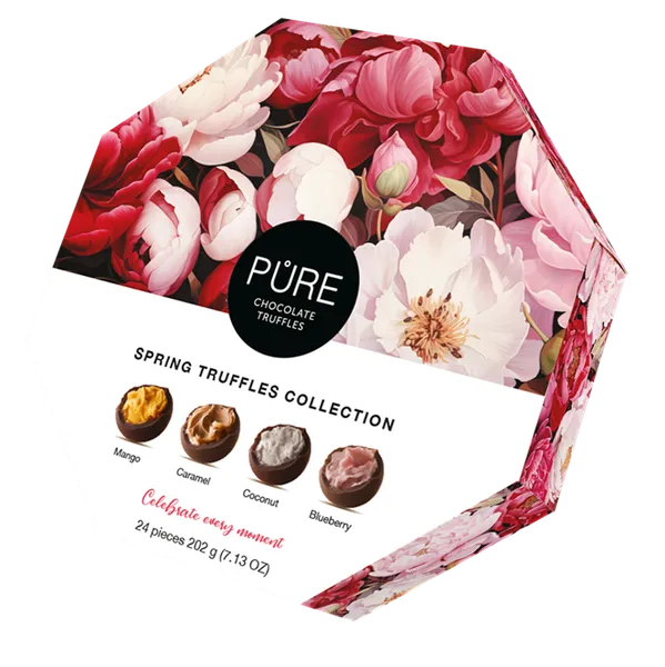 Šokolādes trifeles ar pildījumiem "Asorti" Ziedi 240g, PURE (Astoņstūris)