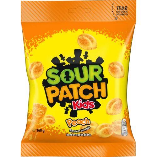 Sour Patch Kids Persiku garšas želejkonfektes ar skābā cukura apvalku 160g