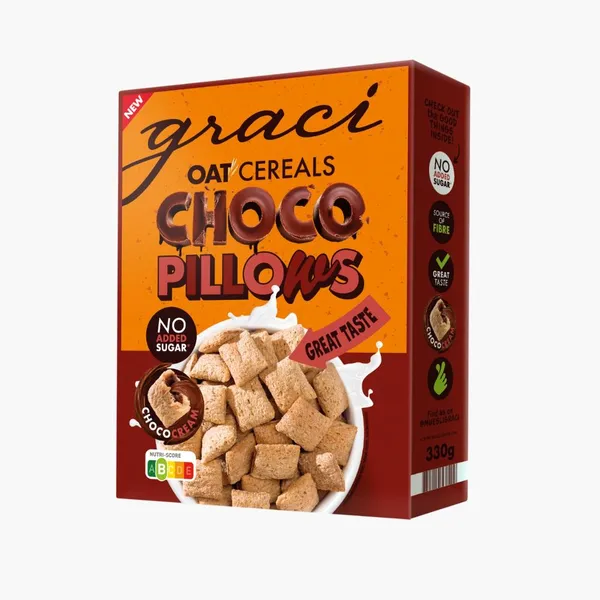 Spilventiņi GRACI, ar šokolādes pildījumu, bez pievienota cukura, 330g