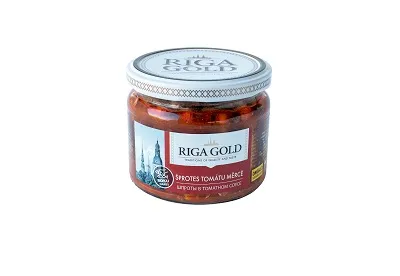 Šprotes tomātu mērcē Rīgas Zelts stiklā 250g