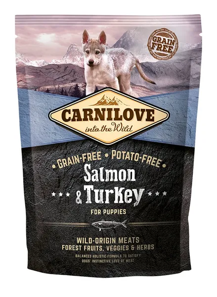 Suņu barība kucēniem CARNILOVE lasis&tītars, 1.5kg