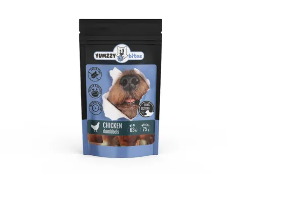 Suņu gardums svaru formā YUMZZY BITES ar vistu, 75g