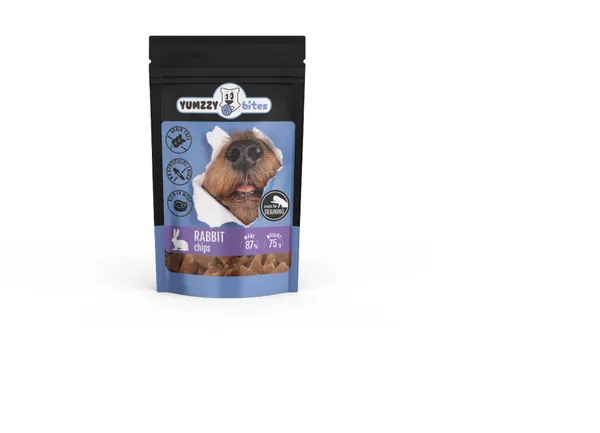 Suņu gardums YUMZZY BITES trušu čipsi, 75g