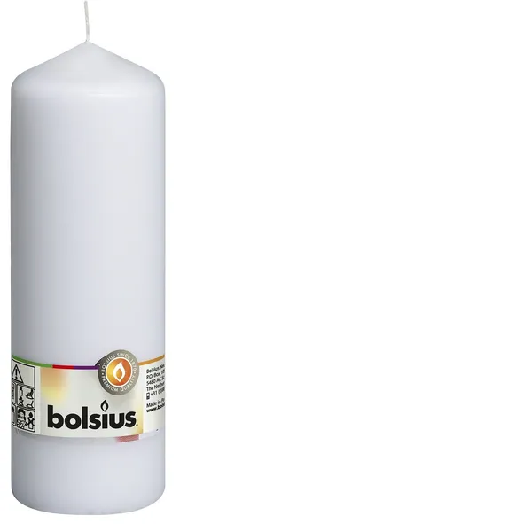 Svece - cilindrs BOLSIUS, balta, D 6,8 cm, H 20 cm, 75st.