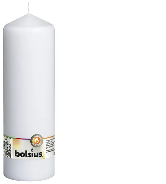 Svece - cilindrs BOLSIUS, balta, D 7,8 cm, H25 cm, 115st.