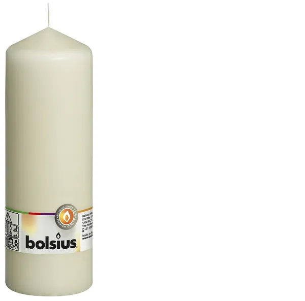 Svece - cilindrs BOLSIUS, krēmkrāsa, D 6,8 cm, H 20 cm, 75st.