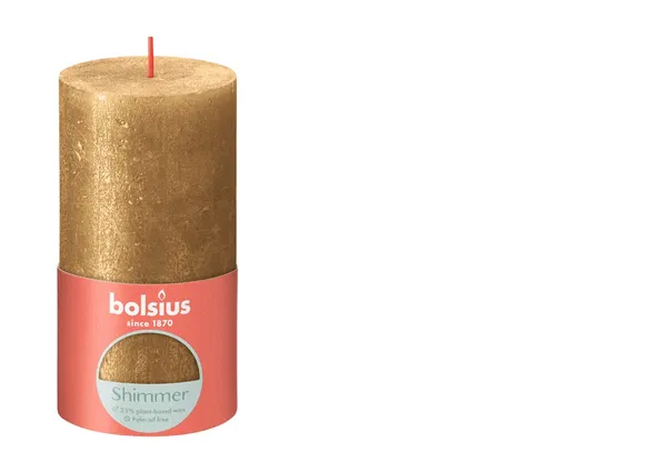 Svece - cilindrs BOLSIUS Rustic, zelta, D 6,8 cm, H 13 cm