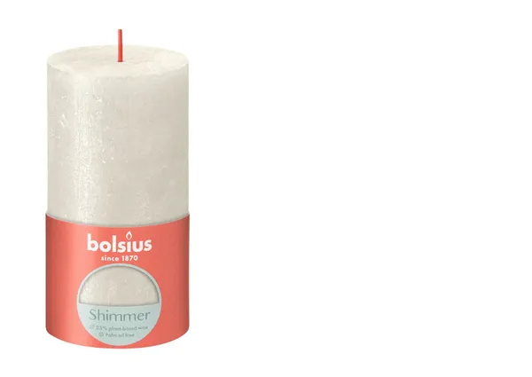 Svece - cilindrs BOLSIUS Rustic, ziloņkauls, D 6,8 cm, H 13 cm