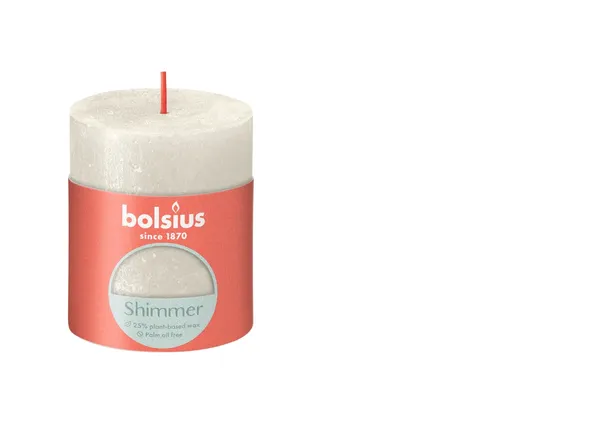 Svece - cilindrs BOLSIUS Rustic, ziloņkauls, D 6,8 cm, H 8 cm