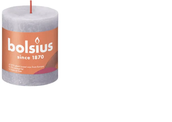 Svece - cilindrs BOLSIUS Shine, lavandas, D 6,8 cm, H 8 cm, 35st.