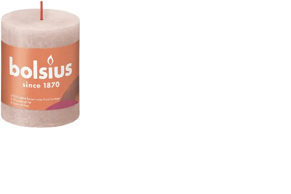 Svece - cilindrs BOLSIUS Shine, rozā, D 6,8 cm, H 8 cm, 35st.
