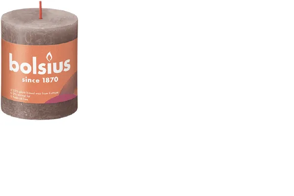 Svece - cilindrs BOLSIUS Shine, rūsgana, D 6,8 cm, H 8 cm, 35st