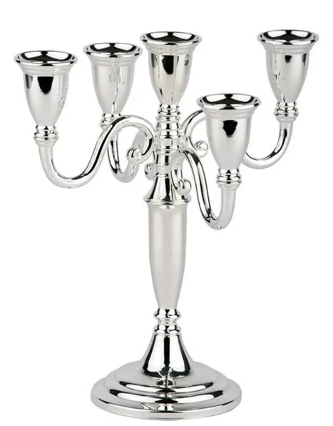 Svečturis CLASSIC 5 svecēm, apsudrabots, D 10cm, H 24cm (LIETOTS)