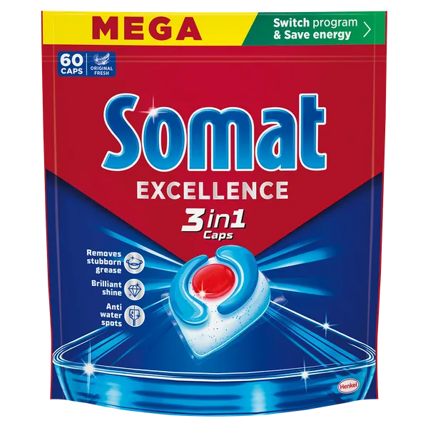 Tabletes trauku mazgājamām mašīnām SOMAT 3in1, 60gab