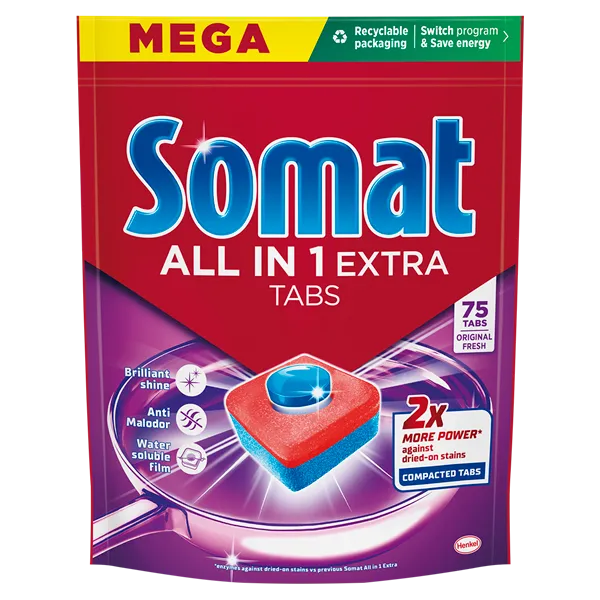 Tabletes trauku mazgājamām mašīnām SOMAT All in 1 Extra, 75 gab