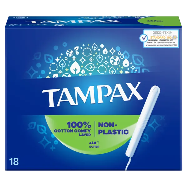 Tamponi TAMPAX Plastic Free, Super, 18 gab.
