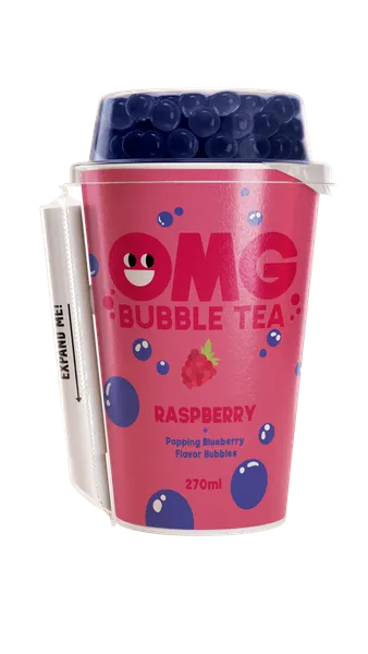 Tējas dzēriens OMG, Hibiskus aveņu garša ar melleņu bumbiņām, 0.27l