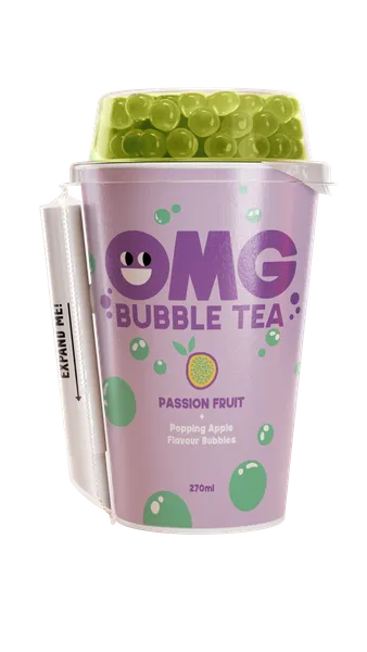 Tējas dzēriens OMG, marakujas garša ar ābolu bumbiņām, 0.27l