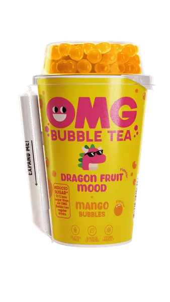 Tējas dzēriens OMG, Pūķa augļu garša ar mango bumbiņām, 0.265l