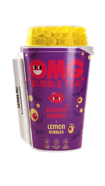 Tējas dzēriens OMG, skābo ķiršu garša, ar citrona garšas bumbiņām, 0.265l