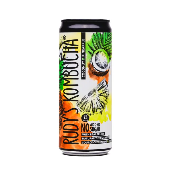 Tējas dzēriens RUDY'S Kombucha Kokosrieksts Ananass bundžā, 0.33l (DEP)