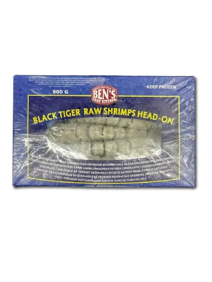 Tīģergarneles BEN’S, saldētas, 4/6, jēlas, ar galvu, ar čaulu, 20% glazūra, 800g/ 1kg BT HOSO RAW