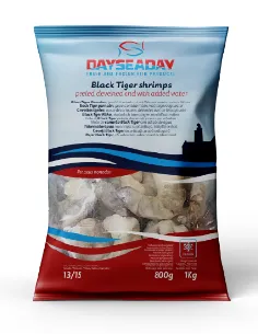 Tīģergarneles DAYSEADAY, saldētas, 16/20, jēlas, bez čailas, tīrītas, 20% glazūra, 800g/1kg
