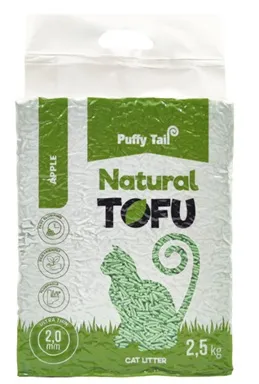 Tofu pakaiši kaķiem PUFFY TAIL, Apple, 2mm granulas, 2.5kg