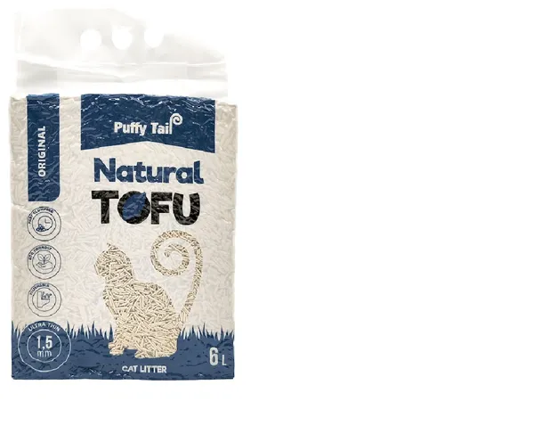 Tofu pakaiši kaķiem PUFFY TAIL Original, 1.5mm granulas, 2.4kg