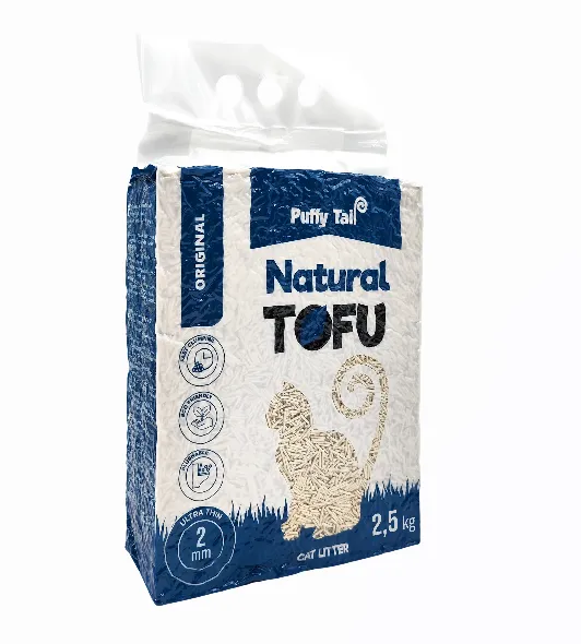 Tofu pakaiši kaķiem PUFFY TAIL Original, 2mm granulas, 2.5kg