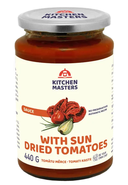 Tomātu mērce KITCHEN MASTERS, ar saulē kaltētiem tomātiem, 440g