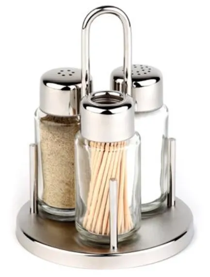 Trauks 3 daļas, sāls, pipari, zobu tīrīšanas kociņi, 10,5x6.5x16cm (lLIETOTS) 1gab