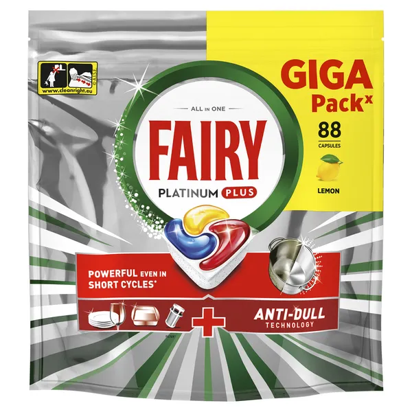 Trauku mazg.kapsulas FAIRY Platinum+ Lemon, 88 gab.