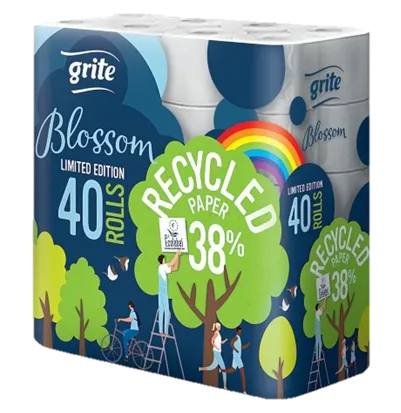 Tualetes papīrs Grite Blossom 40 ruļļi, 3 slāņu, 135 loksnes, 16.2m
