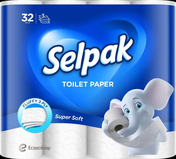 Tualetes papīrs SELPAK, 3 slāņi, 16.8m, 140 loksnes, 32 ruļļi