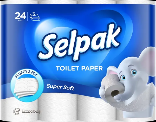 Tualetes papīrs SELPAK, 3 slāņi, 18,6 metri, 140 loksnes, 24 ruļļi