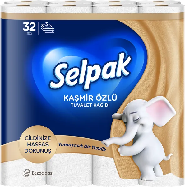 Tualetes papīrs SELPAK Extra Cashmere, 3 slāņi, 15.6m, 130 loksnes, 32 ruļļi