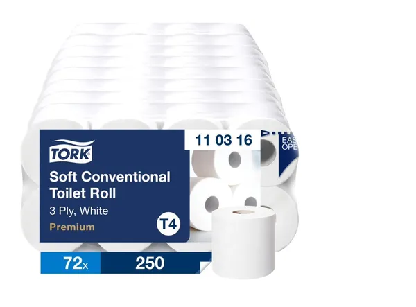 Tualetes papīrs TORK Premium T4, 3 slāņi, 8 ruļļi, 250 loksnes, 30m, 110316