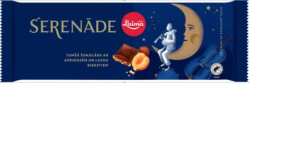 Tumšā šokolāde Serenāde LAIMA ar aprikozēm un lazdu riekstiem 190g