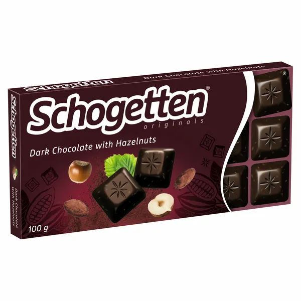Tumšā šokolāde SCHOGETTEN, ar lazdu riekstiem, 100g