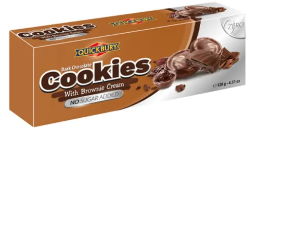 Tumšās šokolādes cepumi QUICKBURY ar brauniju krēmu, 128g