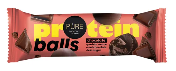 Tumšās šokolādes trifeles ar proteīna šokolādes krēma pildījumu 40g PURE