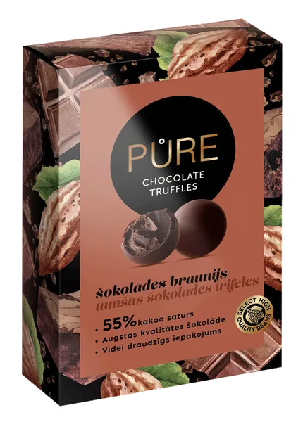 Tumšās šokolādes trifeles ar šokolādes braunija krēma 148g