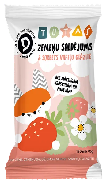 Saldējums BIO zemeņu DRUVA Tutas 70g 