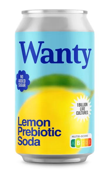 Ūdens WANTY, ar citronu garšu un prebiotiku, bundžā, 0.33l (DEP)