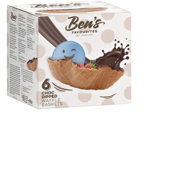 Vafeļu groziņi BEN'S FAVORITES, ar šokolādes glazūru, 4gab., 100g