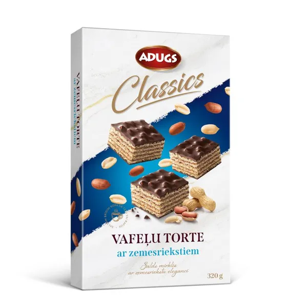 Vafeļu torte ADUGS Classics, ar zemesriekstiem, 320g