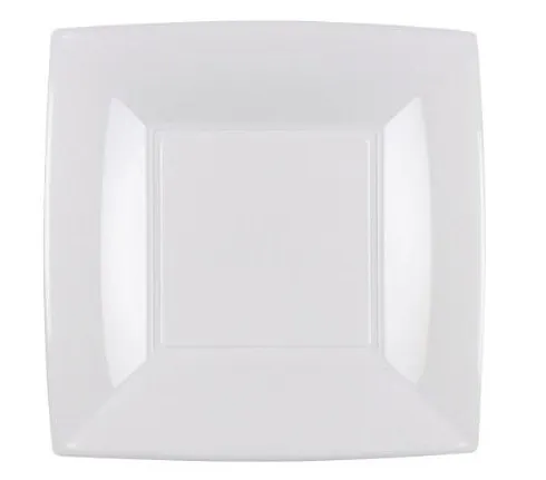Vairākkārt lietojamais šķīvis GOLD PLAST Nice, 18x18 cm, balts, PP, 0.266kg, 15gab