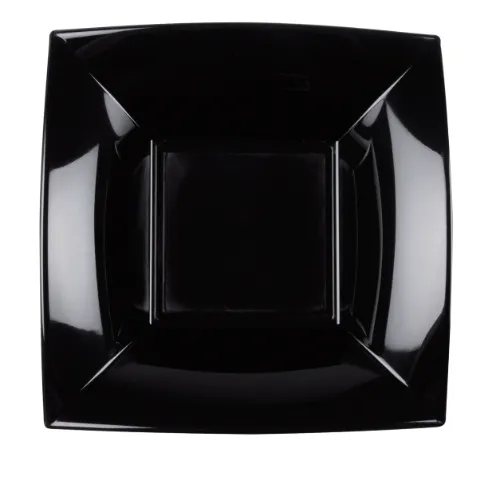Vairākkārt lietojamais šķīvis GOLD PLAST Nice, 23x23 cm, melns, PP, 0.365kg, 15gab